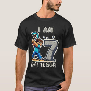 Kids 7 Years Old Sigma Pixel Art Mining Gamer Birt T-Shirt