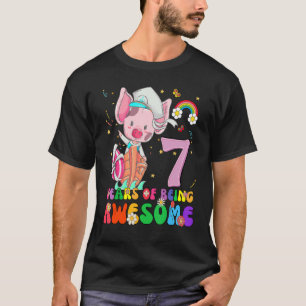 Kids 7 Years Old Teens 7th Birthday Boys Girls Awe T-Shirt