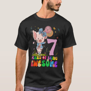 Kids 7 Years Old Teens 7th Birthday Boys Girls Awe T-Shirt