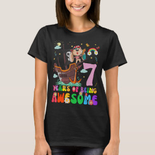 Kids 7 Years Old Teens Boys Girls Pirates Dog 7th  T-Shirt