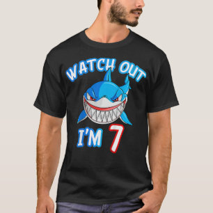 Kids 7 Yrs old Boy Watch Out Shark SHIRT 7th Birth