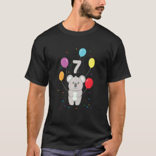 Kids 7th Birthday 7 Years Koala Balloons Australia T-Shirt