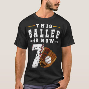Kids 7th Birthday Baseball Boy Seven Year Old Base T-Shirt