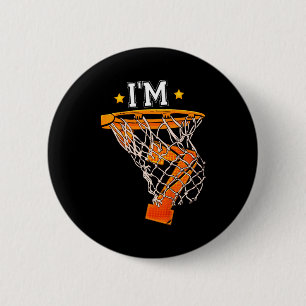 Kids 7th birthday basketball 7 boy girl 6th b t 6 cm round badge