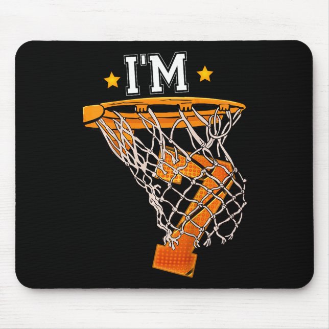 Kids 7th Birthday Basketball  I'm 7 Boy Girl 6th B Mouse Pad (Front)