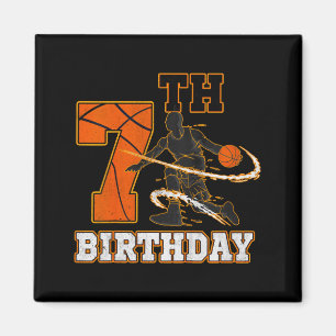 Kids 7th birthday basketball kids boys men sport t magnet
