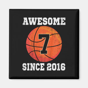 Kids 7th Birthday Basketball Lover 7 Years Old Vin Magnet