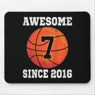 Kids 7th Birthday Basketball Lover 7 Years Old Vin Mouse Pad