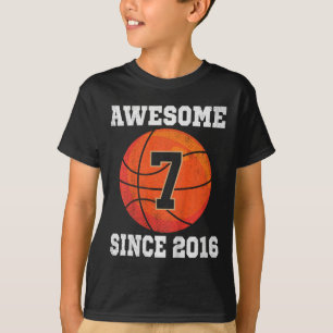 Kids 7th Birthday Basketball Lover 7 Years Old Vin T-Shirt