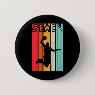 Kids 7th Birthday Basketball Lover Gift 7 Years Ol 6 Cm Round Badge