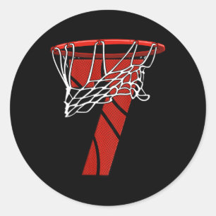 Kids 7th Birthday Basketball - Seven Years Gift fo Classic Round Sticker
