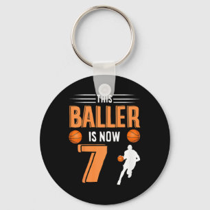 Kids 7th Birthday Basketball - This Baller Is Now  Key Ring