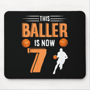 Kids 7th Birthday Basketball - This Baller Is Now Mouse Pad