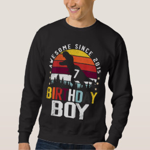 Kids 7th Birthday Boy 7 Year Old Dinosaur Trex Awe Sweatshirt