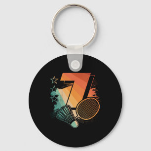 Kids 7th Birthday Boy Badminton Player Badminton 7 Key Ring