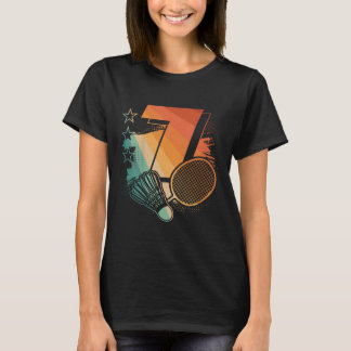 Kids 7th Birthday Boy Badminton Player Badminton 7 T-Shirt