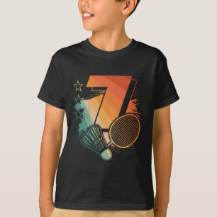 Kids 7th Birthday Boy Badminton Player Badminton 7 T-Shirt