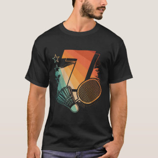 Kids 7th Birthday Boy Badminton Player Badminton 7 T-Shirt