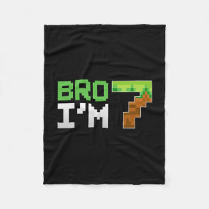 Kids 7th Birthday Boy Bro I’m 7 Year Old Gamer Pix Fleece Blanket