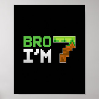 Kids 7th Birthday Boy Bro I’m 7 Year Old Gamer Pix Poster