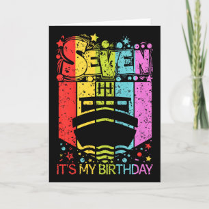 Kids 7th Birthday Boy Girl Seven 7 Year Old Boat B Card