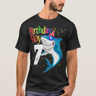 Kids 7th Birthday Boy Shark s JawSome Seven  Boys  T-Shirt