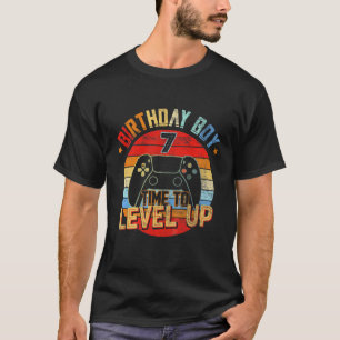 Kids 7Th Birthday Boy Time To Level Up 7 Years Old T-Shirt