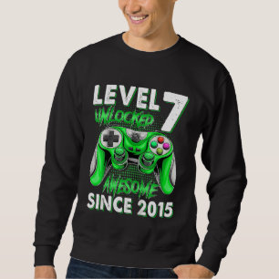 Kids 7th Birthday Boys 7 Year Old Level 7 Unlocked Sweatshirt