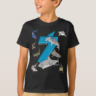 kids 7th birthday  boys shark white shark T-Shirt
