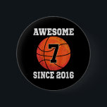 Kids 7th Birthday Bysketbyll Lover 7 Years Old Vin 6 Cm Round Badge<br><div class="desc">Kids 7th Birthday Bysketbyll Lover 7 Years Old Vintage Sports</div>