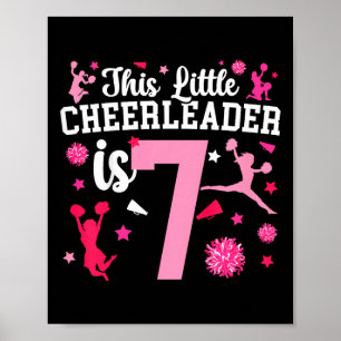 Kids 7th Birthday Cheerleading Girl Seven Year Old Poster