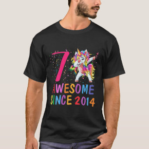 Kids 7Th Birthday Dabbing Unicorn Gift For 7 Years T-Shirt
