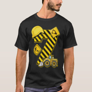 Kids 7th Birthday Digger  I 7 Years Builder Excava T-Shirt