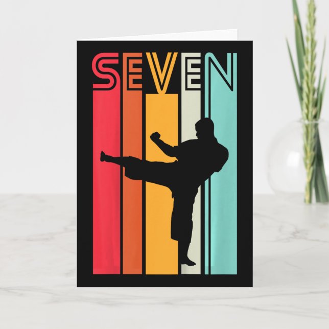 Kids 7th Birthday Gift Karate Retro Taekwondo Mart Card (Front)