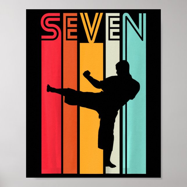 Kids 7th Birthday Gift Karate Retro Taekwondo Mart Poster (Front)