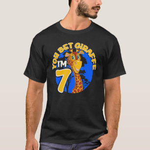 Kids 7th Birthday Giraffe  Zoo Theme Birthday Part T-Shirt