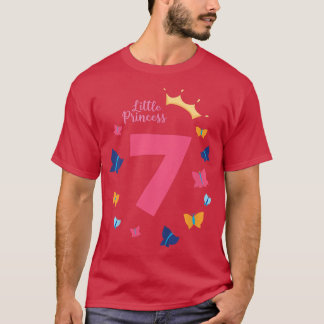 Kids 7th Birthday Girl Princess Butterfly Cute Gif T-Shirt