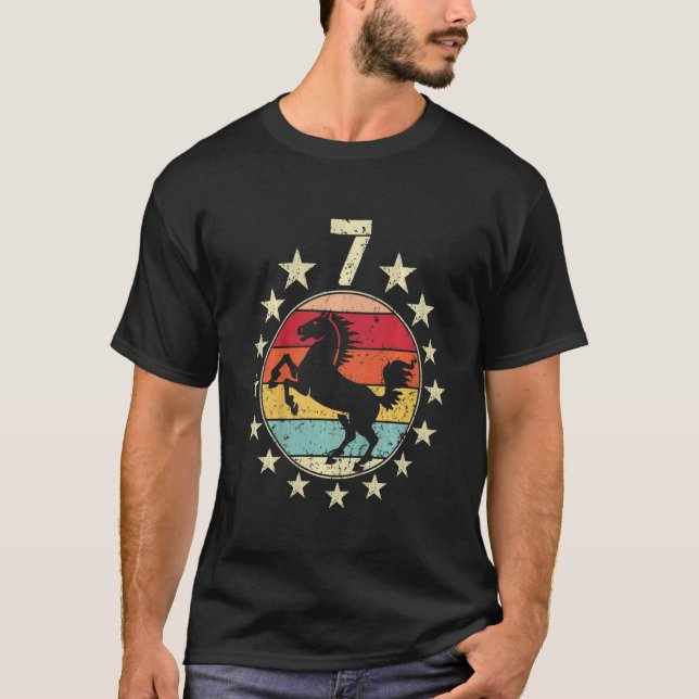 Kids 7th Birthday Horse Seventh 7 Year Old Birthda T-Shirt (Front)