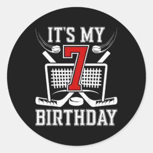 Kids 7th Birthday Ice Hockey Boy 7 Year Old Ice Ho Classic Round Sticker