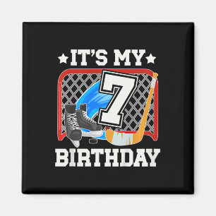 Kids 7th Birthday Ice Hockey Boy 7 Year Old Ice Ho Magnet
