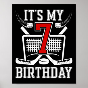 Kids 7th Birthday Ice Hockey Boy 7 Year Old Ice Ho Poster