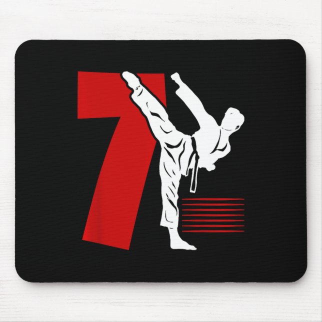 Kids 7th Birthday Karate 7 Year Old Karate Birthda Mouse Pad (Front)