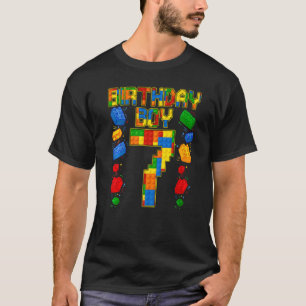 Kids 7th Birthday Master Builder 7 Years Old Block T-Shirt