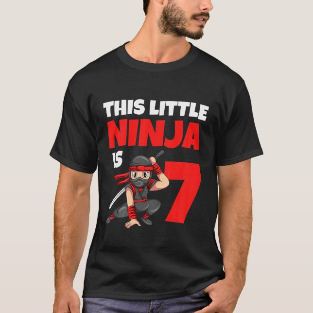 Kids 7Th Birthday Ninja 7 Year Boy Kids T-Shirt (Front)