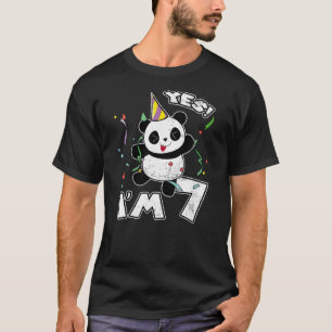 Kids 7th Birthday Panda Party Yes I'm 7 Years Old  T-Shirt