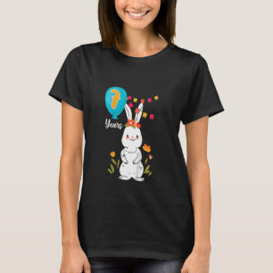Kids 7th Birthday Party 7 Years Bunny Rabbit Flowe T-Shirt