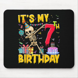 Kids 7th Birthday Party Halloween Skeleton Mouse Pad