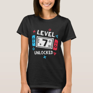 Kids 7th Birthday Shirt Boy Level 7 Unlocked Video
