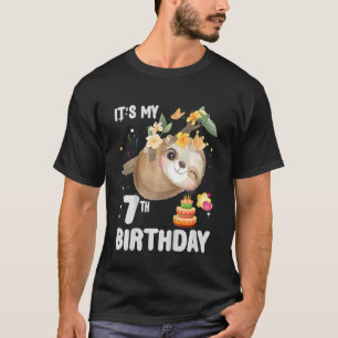 Kids 7th Birthday Sloth Girl Party Cute Sloth  7 Y T-Shirt