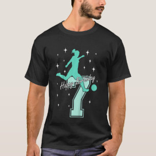 Kids 7th birthday soccer playing girl 1 T-Shirt